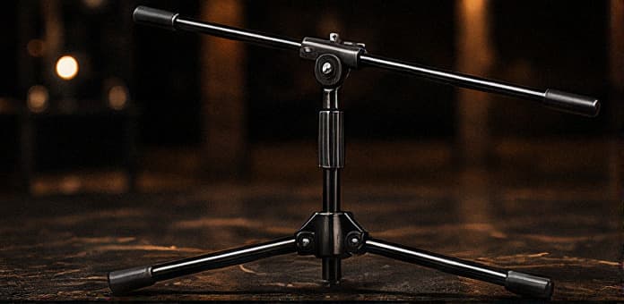 Microphone Stand Foldable Tripod Boom Arm Floor Mic Stand