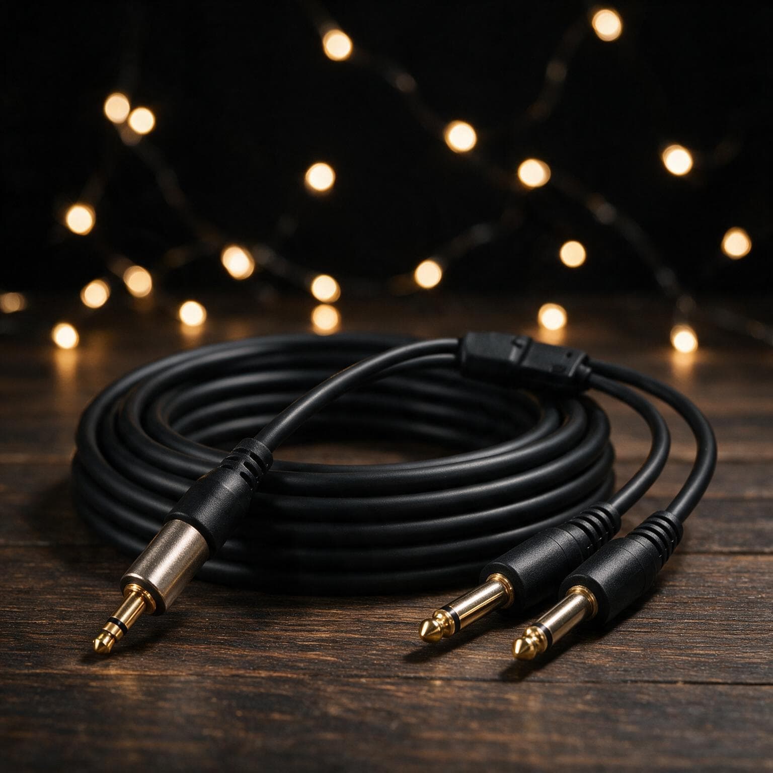 3.5mm 1/8" TRS to Dual 6.35mm 1/4" TS Mono Stereo Y-Cable Splitter Cord